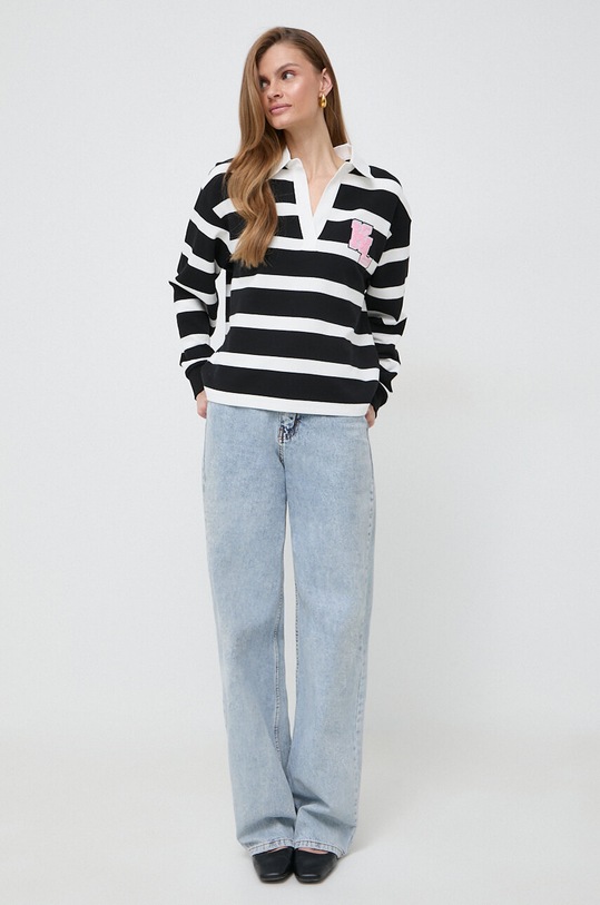 Karl Lagerfeld longsleeve bawełniany 240W1820 czarny SS24