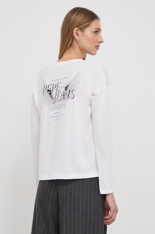 Oblečenie Bavlnené tričko s dlhým rukávom Pepe Jeans HARLEN PL505756 biela