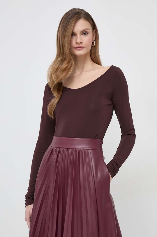 Tričko s dlhým rukávom Max Mara Leisure jednofarebný hnedá 2416941027600