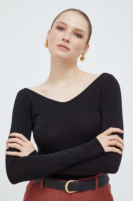 Tričko s dlouhým rukávem Max Mara Leisure hladký černá 2416941027600