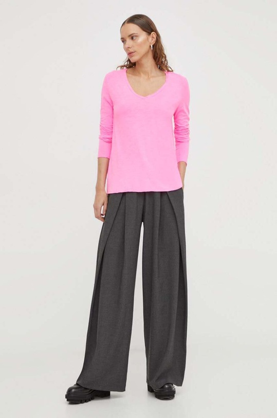 Tričko s dlouhým rukávem American Vintage T-SHIRT ML COL V JAC52VH23 růžová SS24