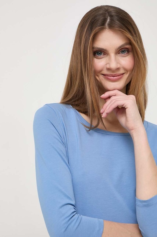 Tričko s dlouhým rukávem Weekend Max Mara slim modrá 2415971031600
