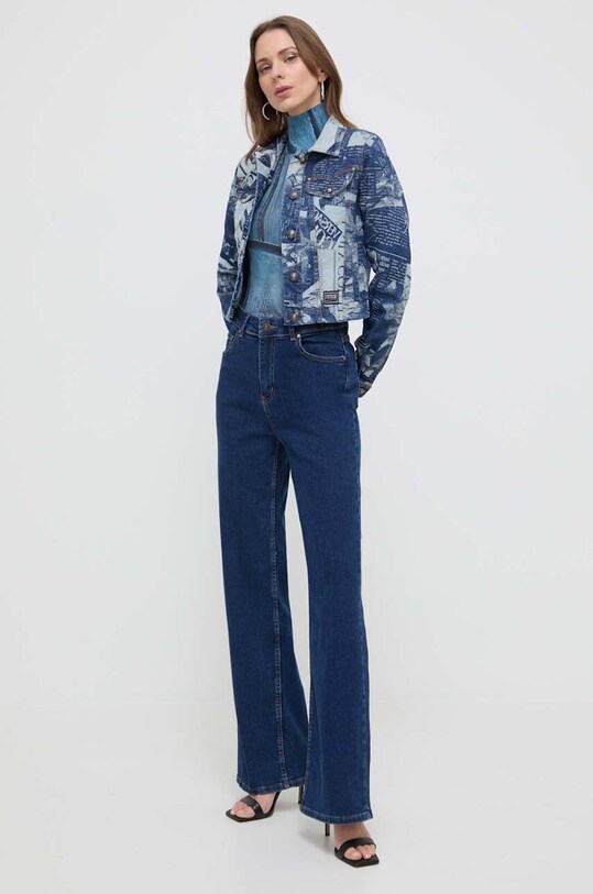 Хлопковый свитер Versace Jeans Couture 76HAFM09.CMH37 голубой SS24