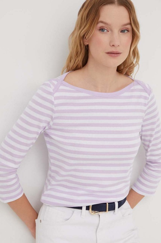 United Colors of Benetton longsleeve din bumbac curele violet 3OA6E16A1
