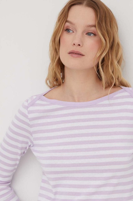 United Colors of Benetton longsleeve din bumbac 3OA6E16A1 violet