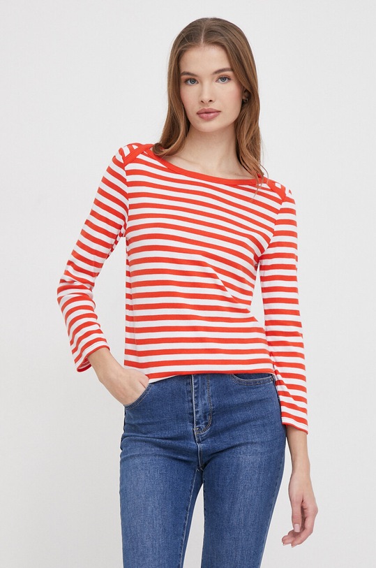 United Colors of Benetton longsleeve din bumbac curele rosu 3OA6E16A1
