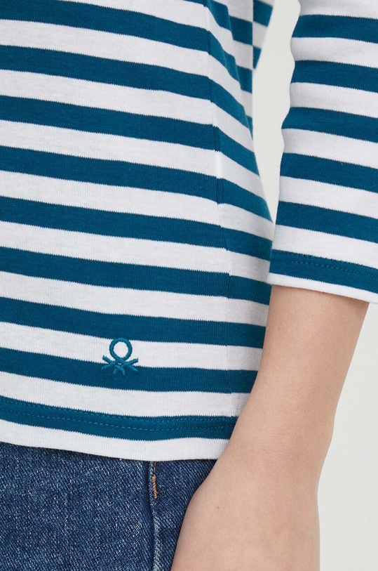 Bavlnené tričko s dlhým rukávom United Colors of Benetton 3OA6E16A1 tmavomodrá