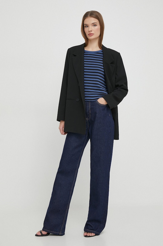 United Colors of Benetton longsleeve din bumbac 3OA6E16A1 negru AA00