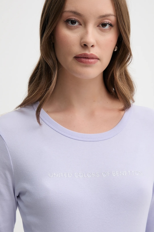 United Colors of Benetton longsleeve din bumbac violet 3GA2E16G0