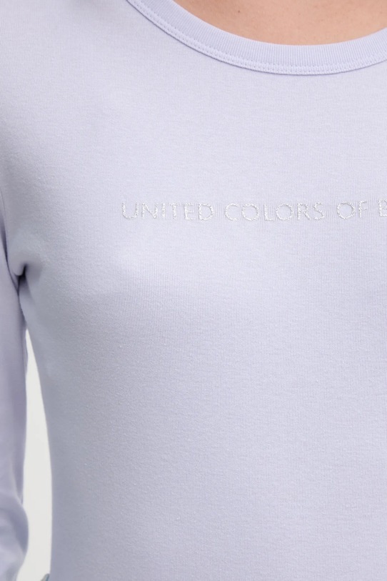 Βαμβακερή μπλούζα με μακριά μανίκια United Colors of Benetton 3GA2E16G0 μωβ