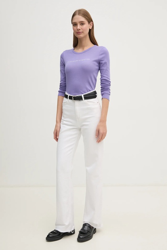 Бавовняний лонгслів United Colors of Benetton 3GA2E16G0 фіолетовий SS25