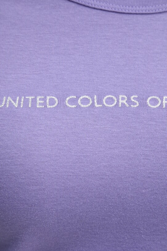 Бавовняний лонгслів United Colors of Benetton 3GA2E16G0 фіолетовий