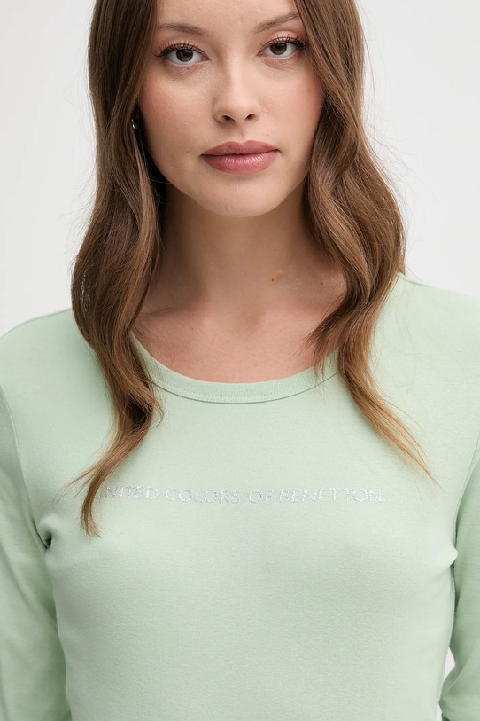 Памучна блуза с дълги ръкави United Colors of Benetton зелен 3GA2E16G0