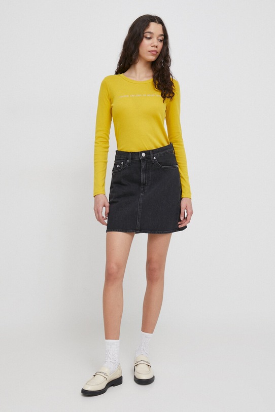 Bavlnené tričko s dlhým rukávom United Colors of Benetton 3GA2E16G0 žltá SS25