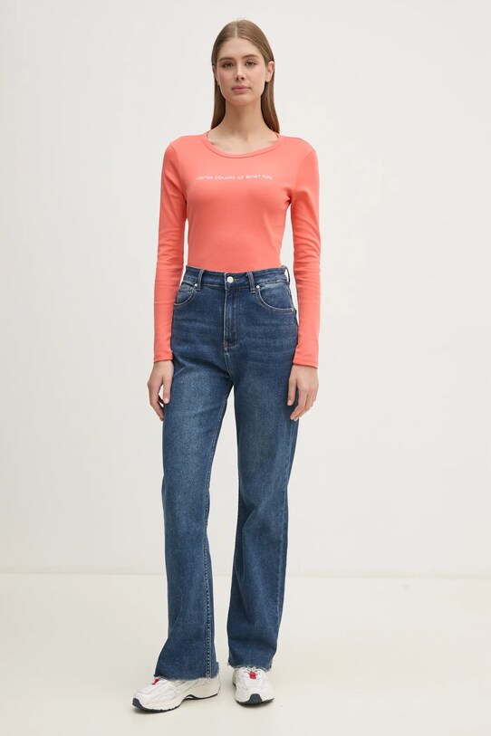 Бавовняний лонгслів United Colors of Benetton 3GA2E16G0 помаранчевий SS25