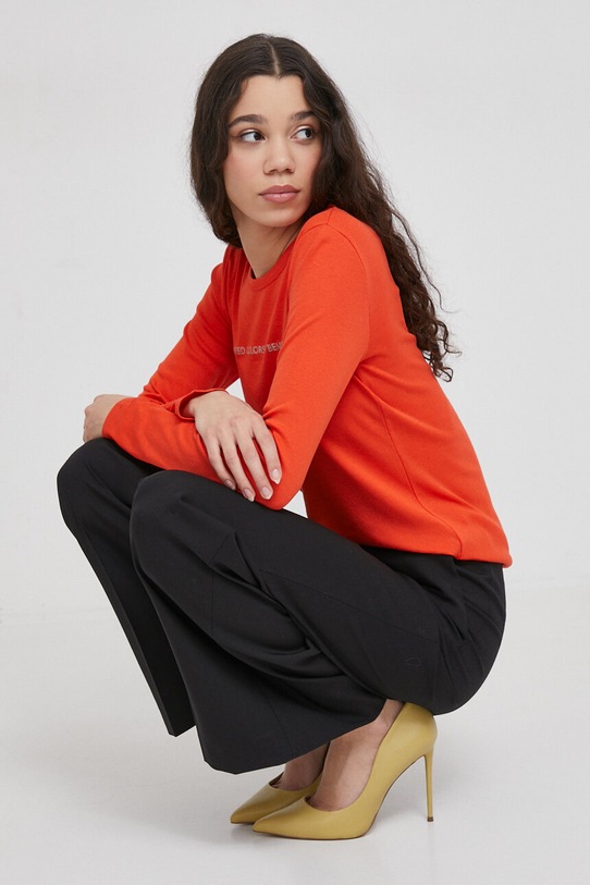 Îmbrăcăminte United Colors of Benetton longsleeve din bumbac 3GA2E16G0 portocaliu