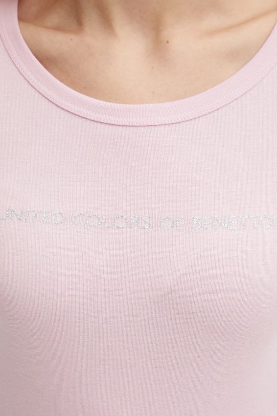 Bavlněné tričko s dlouhým rukávem United Colors of Benetton 3GA2E16G0 růžová