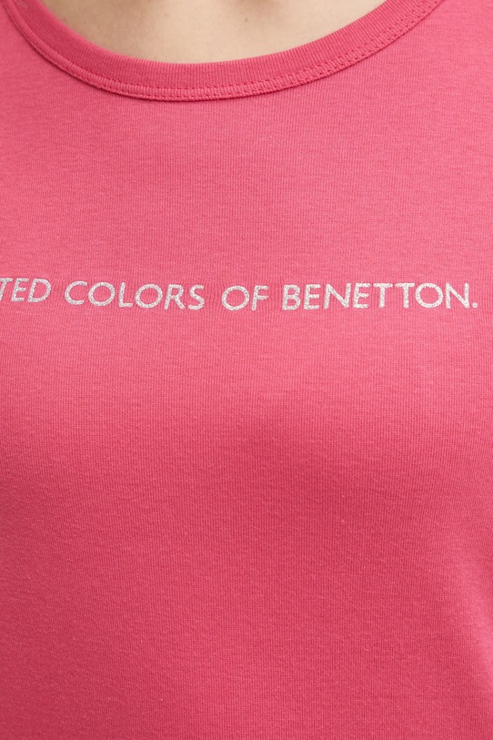 Бавовняний лонгслів United Colors of Benetton 3GA2E16G0 рожевий