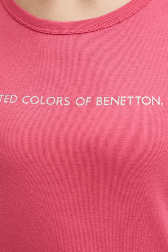 United Colors of Benetton longsleeve din bumbac 3GA2E16G0 roz