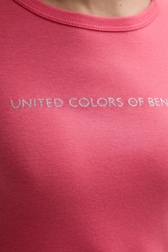 United Colors of Benetton longsleeve bawełniany różowy 3GA2E16G0