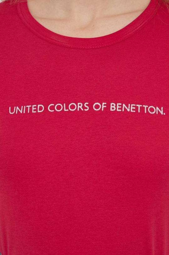 Βαμβακερή μπλούζα με μακριά μανίκια United Colors of Benetton ροζ 3GA2E16G0