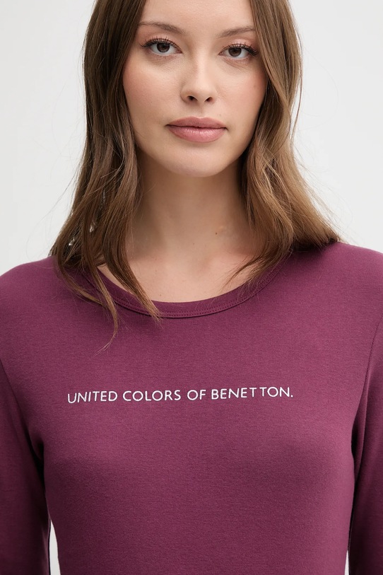 Памучна блуза с дълги ръкави United Colors of Benetton виолетов 3GA2E16G0