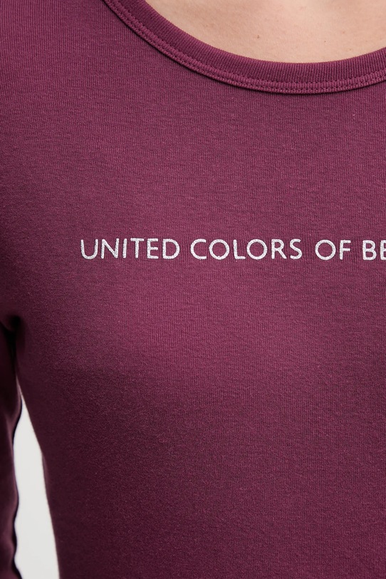 Памучна блуза с дълги ръкави United Colors of Benetton 3GA2E16G0 виолетов