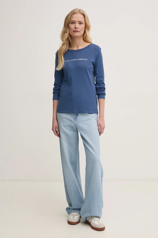 United Colors of Benetton longsleeve din bumbac 3GA2E16G0 bleumarin AW25