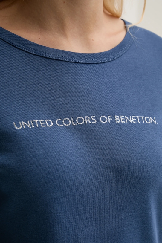 United Colors of Benetton longsleeve din bumbac 3GA2E16G0 bleumarin