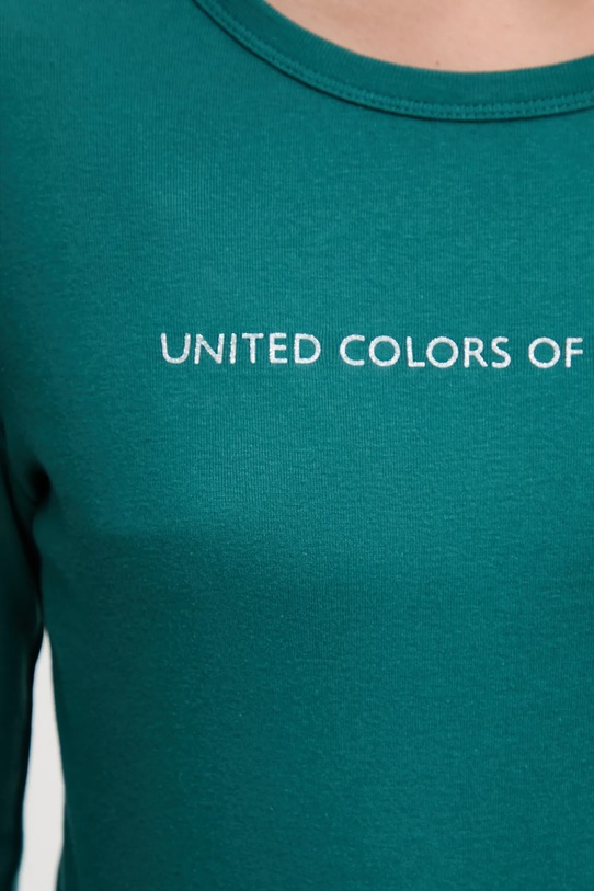 Bombažna majica z dolgimi rokavi United Colors of Benetton 3GA2E16G0 turkizna