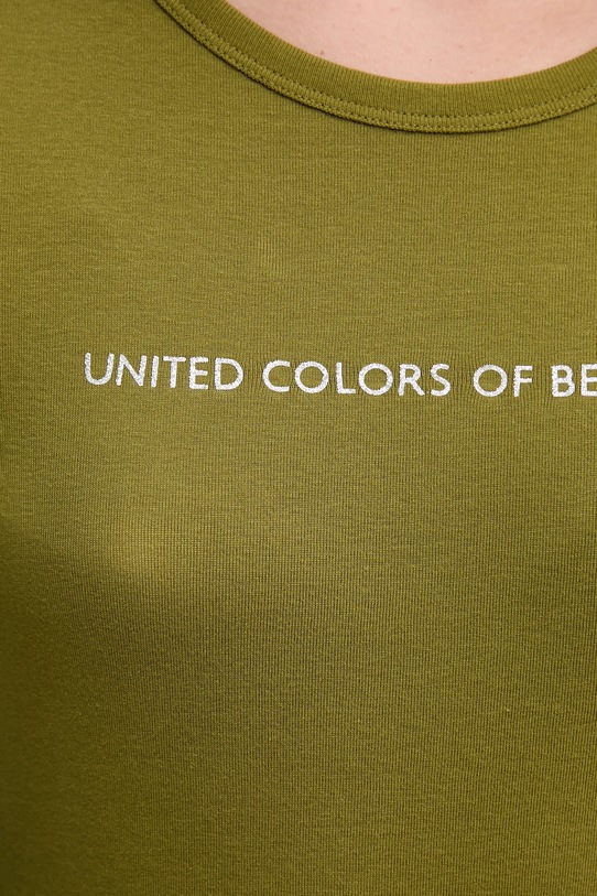 Βαμβακερή μπλούζα με μακριά μανίκια United Colors of Benetton 3GA2E16G0 πράσινο