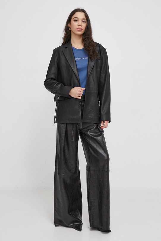 Bavlnené tričko s dlhým rukávom United Colors of Benetton 3GA2E16G0 modrá AW25