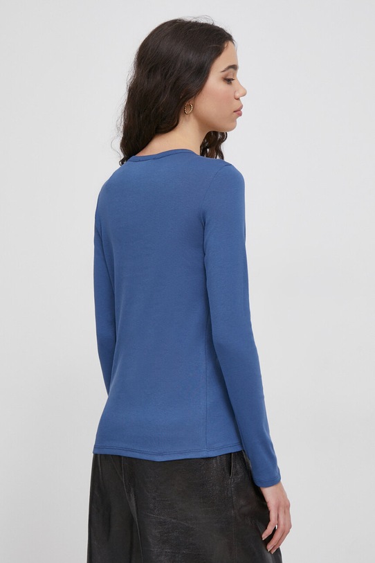 Oblečenie Bavlnené tričko s dlhým rukávom United Colors of Benetton 3GA2E16G0 modrá