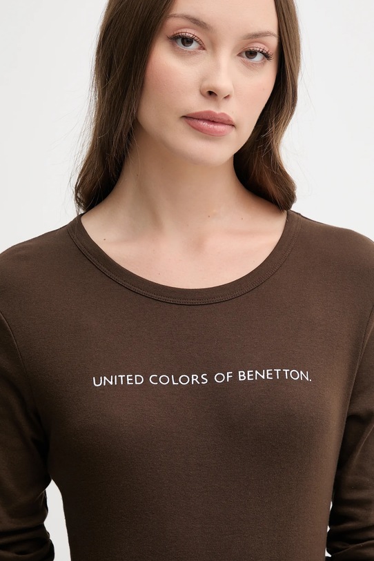 United Colors of Benetton longsleeve din bumbac maro 3GA2E16G0