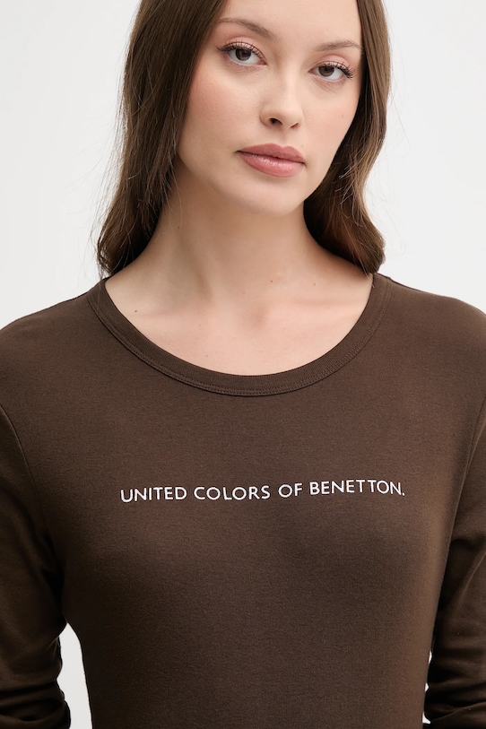 United Colors of Benetton longsleeve din bumbac maro 3GA2E16G0