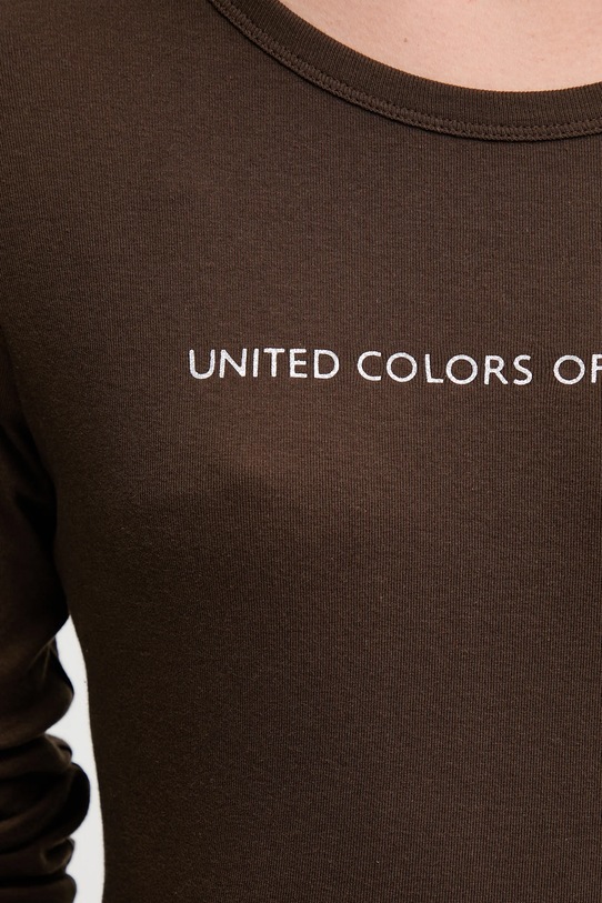 United Colors of Benetton longsleeve din bumbac 3GA2E16G0 maro