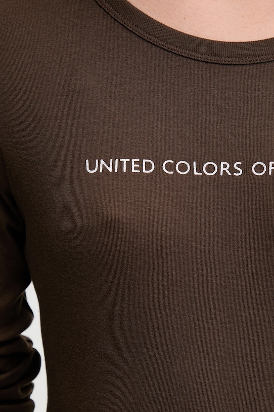 United Colors of Benetton longsleeve din bumbac 3GA2E16G0 maro