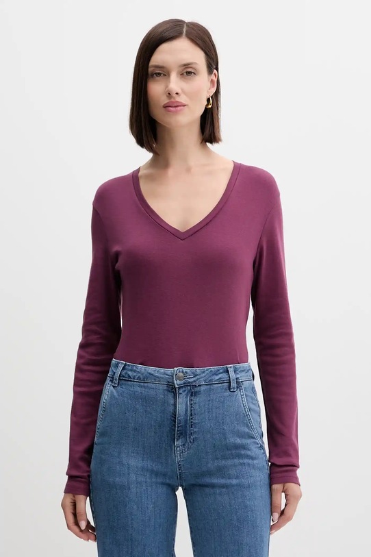 Хлопковый лонгслив United Colors of Benetton хлопок фиолетовой 3GA2E4245