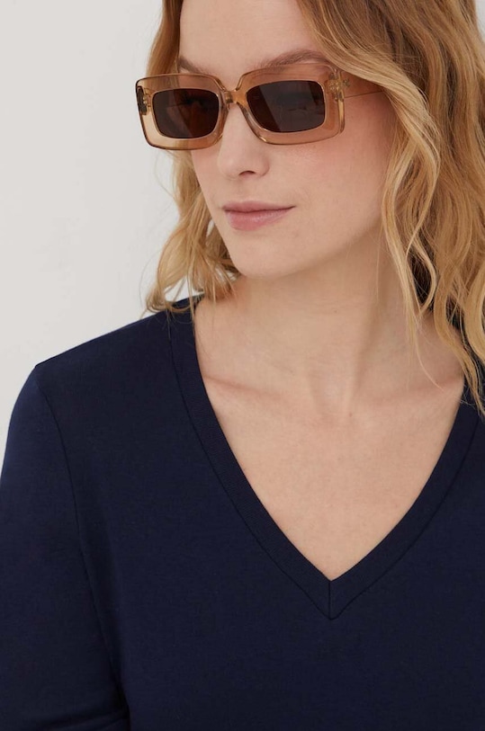 United Colors of Benetton longsleeve din bumbac 3GA2E4245 bleumarin AA00