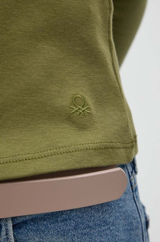United Colors of Benetton longsleeve din bumbac 3GA2E4245 verde