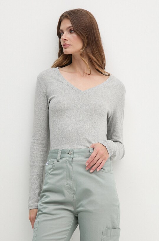 United Colors of Benetton longsleeve bawełniany bawełna szary 3GA2E4245