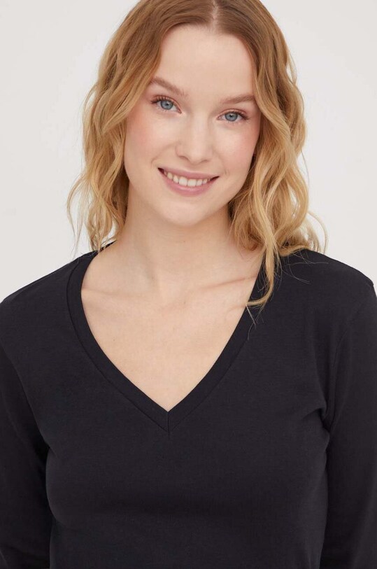 United Colors of Benetton longsleeve bawełniany czarny 3GA2E4245