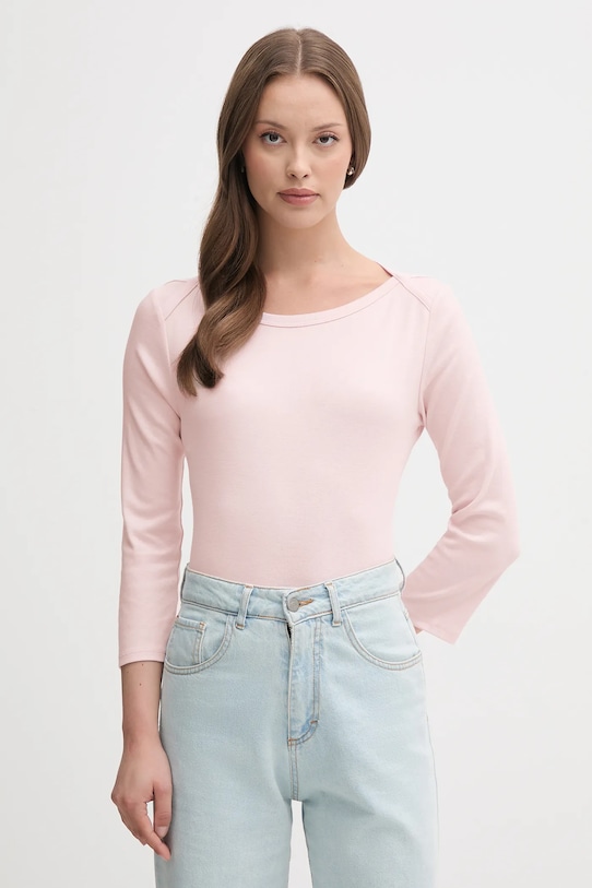 United Colors of Benetton longsleeve bawełniany bawełna różowy 3GA2E16A1