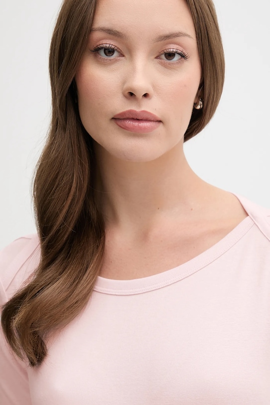 United Colors of Benetton longsleeve bawełniany różowy 3GA2E16A1
