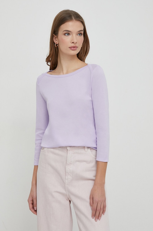 United Colors of Benetton longsleeve bawełniany bawełna fioletowy 3GA2E16A1