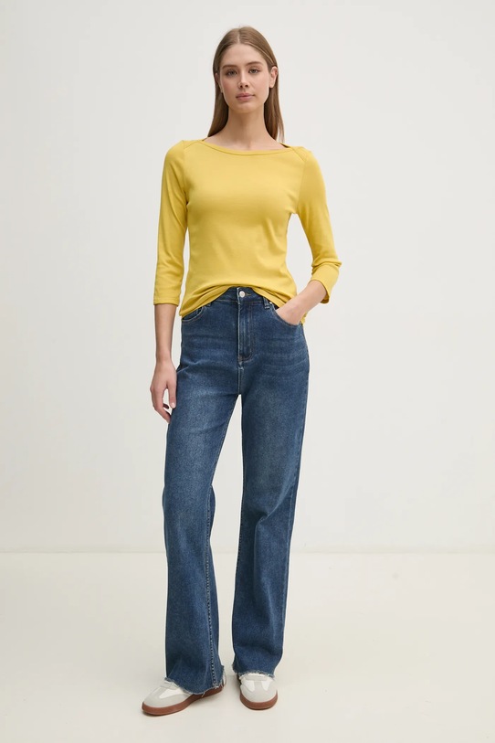 Хлопковый лонгслив United Colors of Benetton 3GA2E16A1 жёлтый AA00