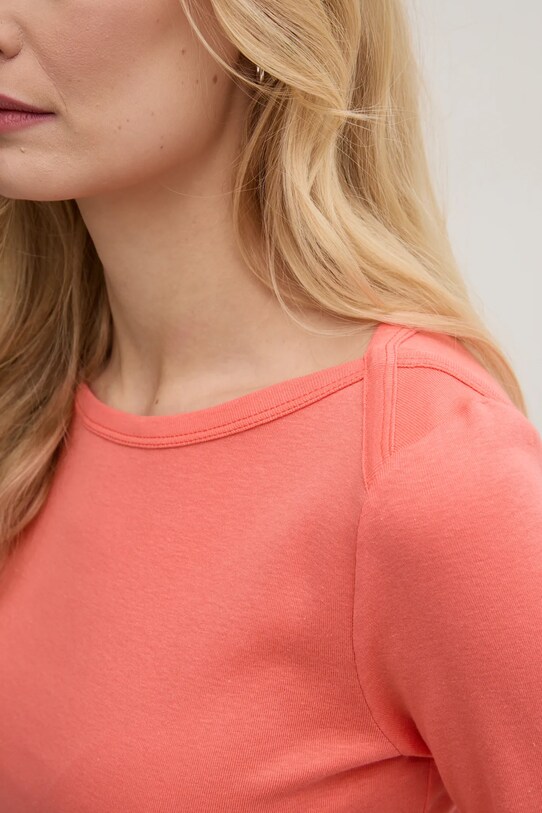 United Colors of Benetton longsleeve din bumbac 3GA2E16A1 portocaliu