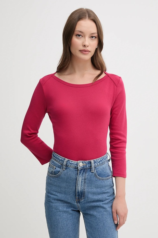 Памучна блуза с дълги ръкави United Colors of Benetton стандартна розов 3GA2E16A1