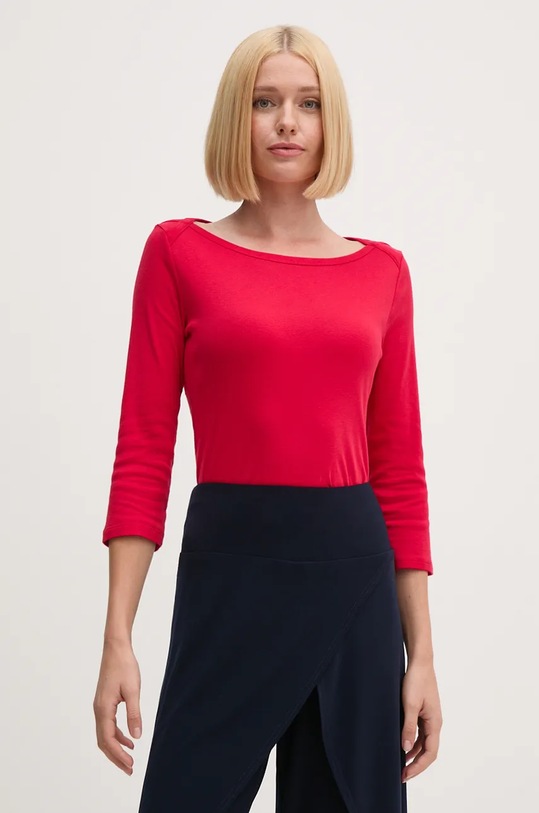 United Colors of Benetton longsleeve din bumbac uni rosu 3GA2E16A1