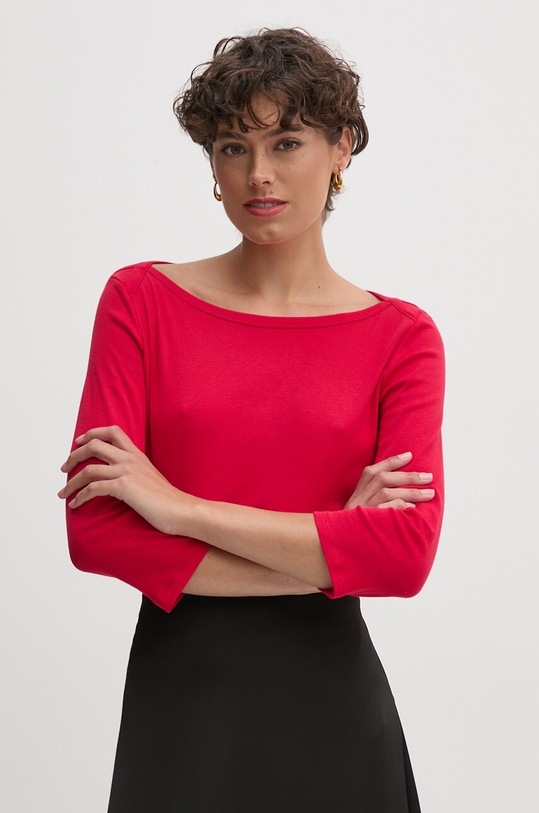 United Colors of Benetton longsleeve bawełniany 3GA2E16A1 czerwony